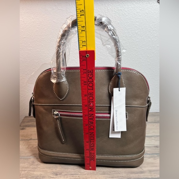 Dooney & Bourke NWT Toscana Elephant Brown Florentine Leather Domed Satchel Bag - Picture 10 of 16